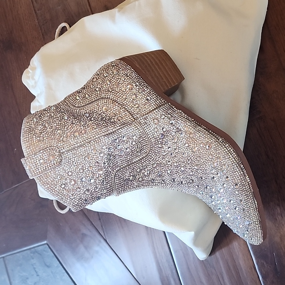 Rhinestone Booties southern fried chics New silver Rhinestones. Size 8.5